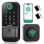 WiFi Keyless Entry Door Lock: UYF Fingerprint Smart Door Lock with Keypad Digital Bluetooth Deadbolt Lock App Remote Control Auto Lock Alexa Code Fob Real-Time Notifications for Home Rental, Black