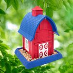 North States Village Collection Americana Barn Birdfeeder: Easy Fill and Clean. Hanging or Pole Mount. Made in USA. 5 Pound Seed Capacity (10.25" x 13" x 9.5”, Red & Blue)