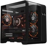 Ionz KZ-SW Curve - PC Gaming Case mATX - Mid Tower, Dual Chamber with Panoramic View and LED Screen - Tempered Glass and 3 ARGB PWM Fans with 6 port Hub - Black