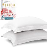 Carressa Linen 100% Egyptian Cotton Pillow Shams - 1000 Thread Count Pack of 2 White Pillow Shams, 20 x 30 Cushion Cover, Super Soft Decorative Pillow Cover, Cooling Pillow Sham (Envelope Closure)