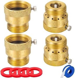 Breezliy 4-Pack Brass Vacuum Breaker Set 3/4" Anti-Siphon Hose Bib Valve for Garden Spigot RV Hose Connection Backflow Preventer Connector with Tape and Extra washers