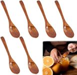 Honey Spoon, Wooden Teaspoons, 6 Pcs Natural Wooden Spoon Flat Handle for Easier Operation, for Hot Chocolate Honey Coffee Sugar Seasoning Kitchen Accessories