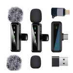Wireless Lavalier Microphone for iPhone - iPad, Android Phone Computer, Mini Microphone for Live Streaming, Video Recording, Outdoor or Indoor Interviews, YouTube, TikTok, Vlog (Black)