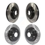 DS-One Front Rear Coated Drilled Slotted Disc Brake Rotors Kit Replacement For Hyundai Genesis Coupe KD-100322