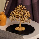 10Club Pure Brass Kalpavriksha Tree Showpiece (6.6 inches, 500 gram) Tree of Life - Home Decor - Gift for Good Luck Vastu and Fengshui - Best in Living Room Table Decoration with Antique Polish