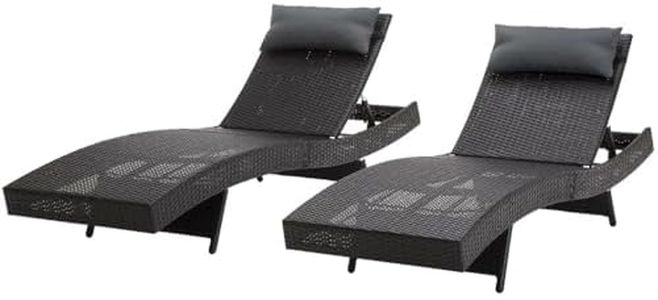 Gardeon Set of 2 Sun Lounge Camping Chair Wicker Lounger Rattan Day Bed, Chaise Beach Chairs Outdoor Furniture Garden Patio Setting Pool Backyard, Pillow Adjustable Backrest Black.