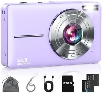 Digital Camera, Kids Camera FHD 1080P Point and Shoot Camera with 16X Zoom Anti Shake, Small Compact Camera for Teen Starter Children Kid Student Girl Boy(Purple)