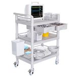 Mobile Medical Carts 3 Tier Professional Utility Cart 330 LBS Max Load Rolling Crash Cart Ultrasound Trolley with Wheels Drawers Dirt Bucket Sharps Box Storage Basket for Hospital Dental Clinic Home