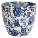 Ivyline Monza Ceramic Vintage Blue Planter 15.5Cm VBM1416, Cream/Pink/Blue