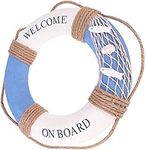 Shiwaki Diameter 30cm Blue Nautical Life Ring Nautical Decorative Life Ring Nautical Lifebuoy Ring Home Wall Door Hangings Decor (Fish)