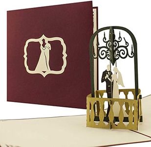Diese Klappkarten Tarjeta de felicitación para bodas y recién casados desplecable con diseño 3D de pareja en altar de boda, L04