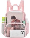 Busiuw Clear Backpack for Stadium Events 12x12x6 for Concert Sport Events Work Travel, Pink, 12''x6''x12'', One Pocket