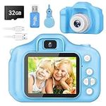 Kids Camera for Boys and Girls, GPOSY Digital Camera for Kids, Toddler Camera Christmas Birthday Toy Gifts for Kids Age 3 4 5 6 7 8 9 10 with 32GB SD Card, Video Recorder 1080P HD(Blue)