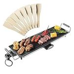 VonShef Teppanyaki Grill XL – Electric Grill with Non-Stick Plate, 2000W, Easy Clean, Adjustable Temperature Control, Oil Drip Tray & 8 Spatulas - for Meat, Vegetables & Fish – 70x23x10cm