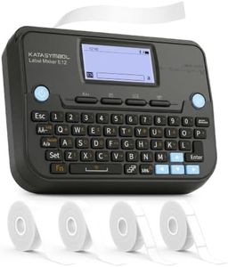 SUPVAN E12 Bluetooth Label Maker Machine with 4 Tapes, Support Keyboard & App with 30+ Fonts and 660+ Icons, Rechargeable Inkless Labeler for Office, Home, Kitchen, School, Organization, Black