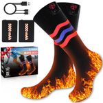 Heated Socks for Men Women, 5000mAh Rechargeable Washable Electric Socks, 3 Heating Settings 5V Battery Powered Heating Socks Up to 11 H, Heating Socks for Outdoor Work Camping Skiing Hunting Riding