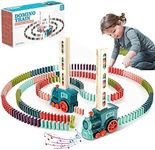 Winnsell Domino Train Toy Set with 120Pcs Domino Blocks, Automatic Domino Train for 3 4 5 6 7 Years Old, Dominoes Rally Train Sets for Kids Boys Girls (120pcs Blocks)