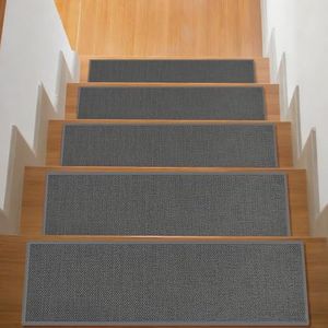 Stair Treads with Non-Slip Rubber Backing, Stair Treads for Wooden Steps, Indoor Stair Carpet Runners, Stair Rugs and Mats for Kids and Dogs, Gray, 8" x 30", 15 Pieces