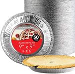 Stock Your Home 9 Inch Aluminum Tart Pie Pans (50 Count) - Disposable & Recyclable Large Pie Pan - Foil Pie Tin for Bakeries, Cafes, Restaurants - Durable Large Foil Pans for Pies, Fruit Tarts, Quiche