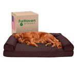 Furhaven Pet Dog Bed | Orthopedic Quilted Traditional Sofa-Style Living Room Couch Pet Bed w/Removable Cover for Dogs & Cats, Coffee, Jumbo