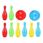 TOYANDONA Bowling Pins Ball Toys and 2 Balls Games Plastic Bowling Set Educational Toy for Kids Toddlers Boys Girls Educational Early Development Indoor Outdoor Random Color