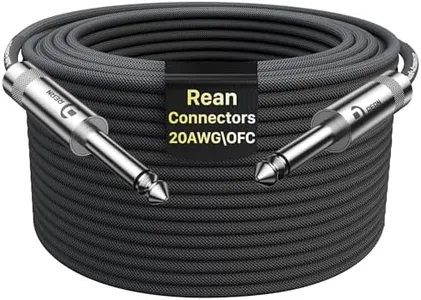 Guitar Cable 100 ft, Professional Neutrik Rean Connectors, Kevlar-Reinforced Nylon Braided 1/4 Instrument Cable, 20 AWG, OFC, Quarter Inch Electric Guitar Cord, Bass Guitar AMP Cord