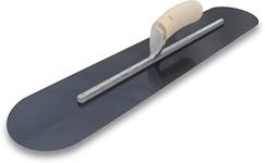 MARSHALLTOWN Finishing Trowel - Concrete - Rounded - 24 Inch by 5 Inch - Blue Steel - Curved Wood Handle - XtraLite Mounting - MXS245BR