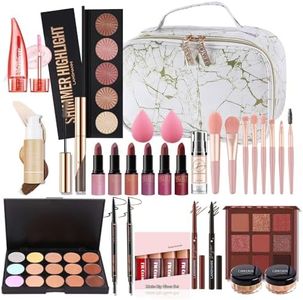 All-In-One Makeup Kit, MKNZOME Complete Makeup Gift Set Full Kit Combination with Eyeshadow Lipstick Concealer etc, Essential Starter Bundle for Women, Pro Multi-uses Beauty Cosmetic Set with Gift Box