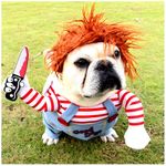 DELIFUR Dog Chucky Costume Pet Halloween Clothes Cat Cosplay Party Suit Funny Dog Costume Small to Large Dogs(S)