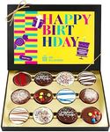 Happy Birthday Cookies Gift Basket - Chocolate Covered Cookie Gift Box - Food Gifts for Men and Women - Birthday Treats - 12 Count by On Occasion