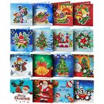 SPEPROECO 16Pcs DIY Diamond Art Christmas Greeting Cards New Year Cards Gem Painting Crystal Thank You Cards Art Craft Handmade Xmas Card s Gifts for Friends Family Kids Adults