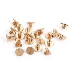 Leather Craft Rivets, 10 Sets Solid Brass Flat Head Button Stud Leathercraft Screwback Cap Rivet, Gold Leathercraft Screws Nail Rivets for DIY Photo Album Jackets Belt Bag Shoes Decor (5mm)