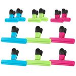 12 Pieces Chip Bag Clips Food Clips Plastic Heavy Duty Air Tight Seal Grip Assorted Colors for Coffee Potato and Food Bags