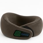 ORTHICO Travel Neck Pillow for Travelling - Gel Infused Memory Foam Neck Pillow with Removable Extra Soft Velvet Fabric, Neck Support, Travel Pillow for Flights, Men & Women, (Mocha)