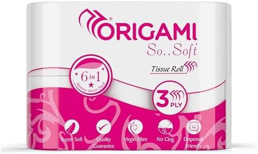 Origami So Soft 3 Ply 6 in 1 Toilet Tissue Paper| Ultra Absorbent with No Clog & Easy Flush Feature | Gentle on Skin (160 Pulls, Total 960 Sheets)