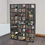 Dotcom CD Bookcase Storage Shelf Case Cabinet Rack Unit Tower Organizer Adjustable Wooden Book Bluray Video Games Up To 837 CD's Black