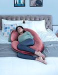 Wakefit Pregnancy Pillow for Pregnant Women | 3 Month Warranty | Maternity Pillow, Pregnancy Gifts for Women, Maternity Pillows for Pregnancy Sleeping, Diwali Gifts, Velvet Cover, C-Shape (Pink)