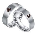 Epinki Couples Rings for Him and Her Set, Engagement Ring, Sun Moon Star Stainless Steel Silver Matching Promise Ring Size Women 7 & Men 10