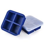 Kinggrand Kitchen 1-Cup Silicone Freezer Tray with Lid - 2 Pack - Make 8 Perfect 1-Cup Portions - Easy Release Molds for Food Storage & Freeze Soup, Broth, Stew or Sauce