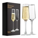 PARACITY Champagne Flutes, Crystal Champagne Glasses Set of 2, Elegant 8.5oz Glass Champagne Flutes, Gift for Birthday, Wedding, Christmas, Clear Sparkling Champagne Glasses for Women, Men