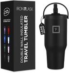 IRON °FLASK Sidekick Insulated Water Tumbler w/Straw & Foldable Handle -Stainless Steel Leak-Proof Bottle, Non-Slip Base, Fits Cup Holders for Hot, Cold Drinks -Travel Mug -30 Oz, Midnight Black