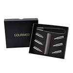 GOURMEO Whisky Stones Gift Set Bullets from Stainless Steel, 6 Pieces, with pince and Velvet Pouch| Drink Rocks, Cooling Whisky Cubes, Reusable Chilling Stones