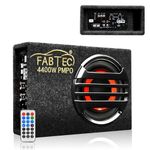 FABTEC 8 Inch Underseat Active Subwoofer Bass Tube with USB, FM & Bluetooth for Cars (InBuilt Amp, 200 RMS)