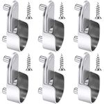 6 Pieces Oval Wardrobe Rail End Supports Silver Wardrobe Rod Bracket 15 mm Wardrobe Flange Rail Brackets and 6 Piece Screws for Wardrobe Closet, Polished Chrome Finish