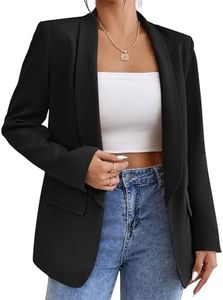 Dazosue Women Shawl Collar Blazer Casual Open Front Buttonless Flap Pocket Business Office Suit Jacket Black S