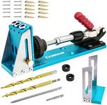 Kingson Pocket Hole Jig Kit, Upgraded Professional All-Metal Screw Jig, Angled Holes Drill Guides with Clamping System, Great Carpenter Woodworking Tools for Joinery Blue