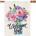 Spring Flag 28x40 Inch Double Sided Outside, Spring Summer House Flags, Floral Welcome Yard Outdoor Flag