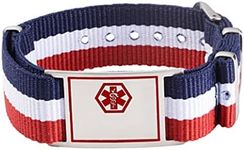 linnalove Sport Dibaetes Medical Alert Bracelets 6-8.5" Adjustable Waterproof Canvas ID Bracelet for Teens-Diabetes ON Insulin(Mix)