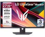 LG 27G610A 68.4 cm (27 Inch) Ultragear QHD (2560x1440) IPS Gaming Monitor, 1ms (GtG), 200Hz, sRGB 99%(Typ.), Anti-Glare, HDR10, AMD FreeSync™, DP, HDMI X 2, Tilt/Swivel/Height/Pivot Adjustable(Black)