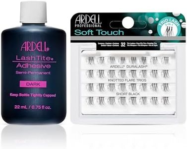 Ardell Soft Touch Trio Individual Lashes with LashTite Eyelash Glue Dark Adhesive – Lash Cluster Eyelash Extensions Kit, 4 Packs + 2 Lash Glue